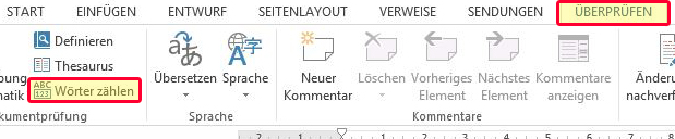 Screenshot Wörter zählen in Word 2013